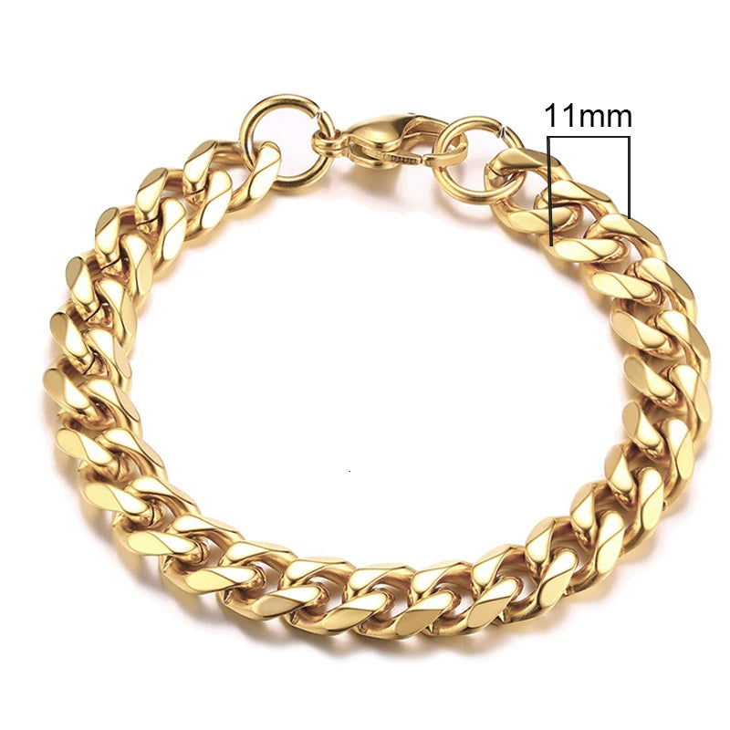 Vnox 3-11mm Chunky Miami Curb Chain Bracelet for Men, Stainless Steel Cuban Link Chain Wristband Classic Punk Heavy Male Jewelry