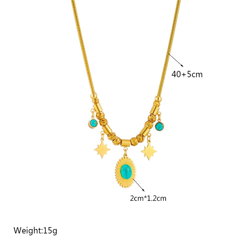 Collier avec pendentif en pierre verte en forme de cœur et de papillon en acier inoxydable 316L pour femmes