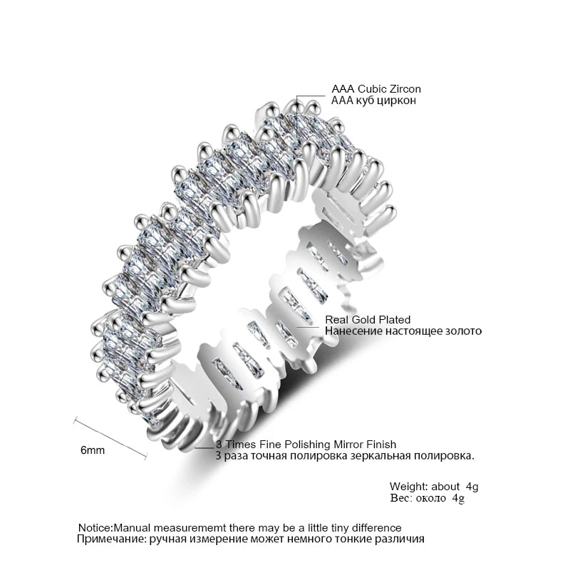 Bagues de fiançailles classiques ZAKOL en zircone cubique pour femmes, bijoux de luxe plaqués or 18 carats pour fête de mariage